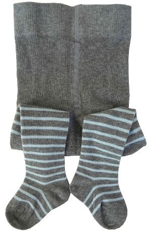 Baby-strømpebukse (2% Lycra) Grå/ blå striper - 15232