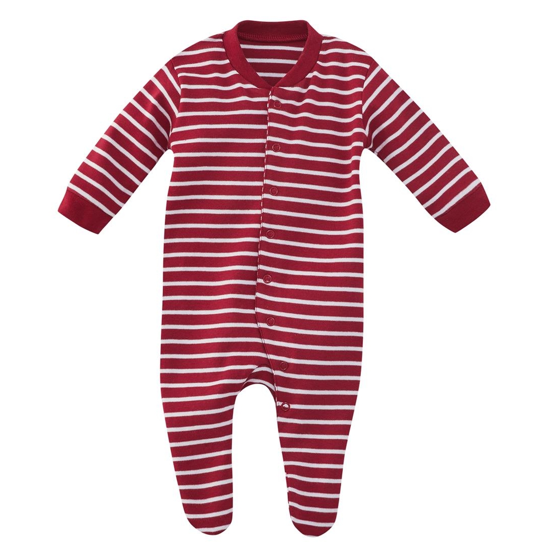 Pyjamas m/føtter (Interlock) Røde striper - 16101