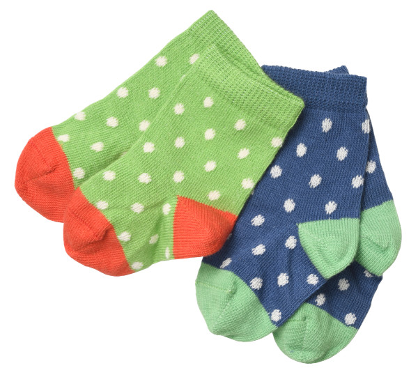 Baby-sokker (2% Lycra) Grønn/ mørk oransje og Blå/ grønn - 18061 og 18062