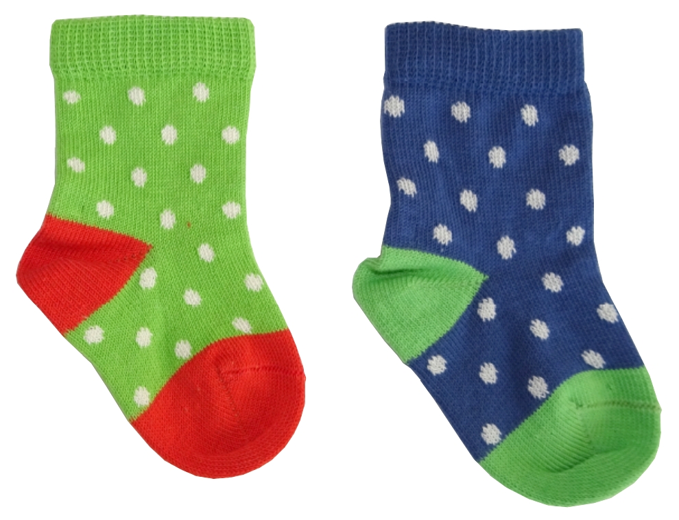 Baby-sokker (2% Lycra) Grønn/ mørk oransje og Blå/ grønn - 18061 og 18062